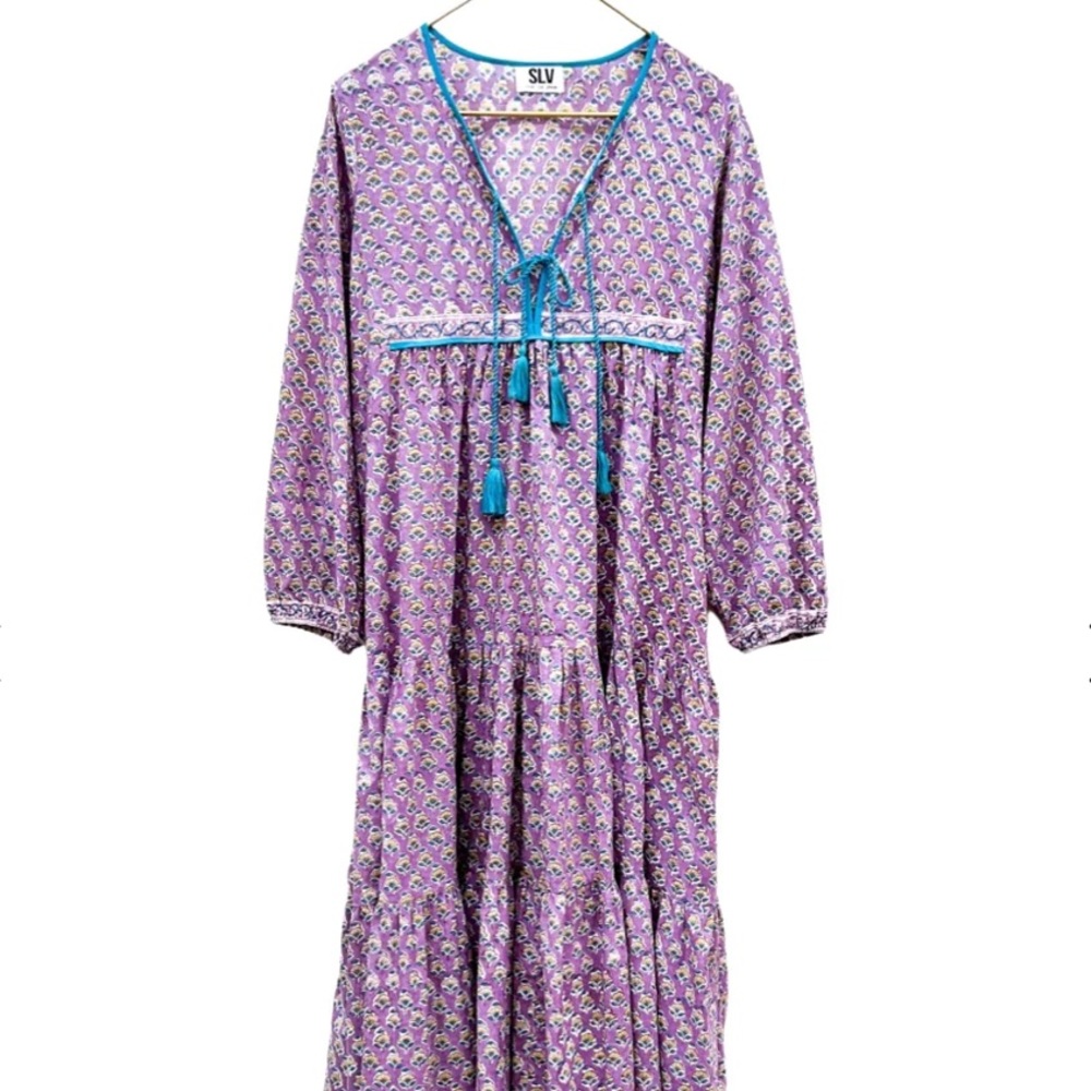 SLV Sur La Vague Iris tiered cotton cafton dress New!